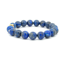 Load image into Gallery viewer, 18K Gold Money Bag Lucky Charm Beads Bracelet Gemstones Lapis Lazuli 8mm - Rafant