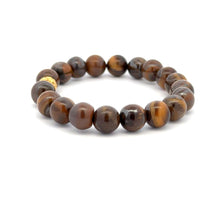 Load image into Gallery viewer, 18K Gold Money Ball Lucky Charm Beads Bracelet Gemstones Tiger's Eye 8mm - Rafant