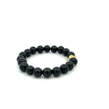 Load image into Gallery viewer, 18K Gold Money Bag Lucky Bracelet Beads Gemstone Black Tourmaline 8mm - Rafant