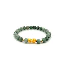 Load image into Gallery viewer, 18K Gold Dragon Pixiu Piyao Lucky Charm Beads Bracelet Gemstones Burmese Jade 6mm - Rafant