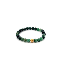 Load image into Gallery viewer, 18K Gold Money Coin Ball Bracelet Gemstones Emerald May Birthstones Micro Faceted 6mm - Rafant