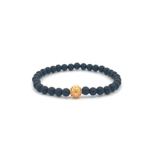 Load image into Gallery viewer, 18K Gold Money Coin Ball Lucky Bracelet Mini Gemstones Black Matte Onyx 4mm Mini 6mm - Rafant