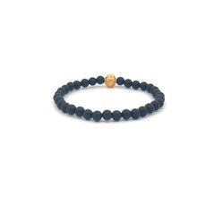 Load image into Gallery viewer, 18K Gold Money Coin Ball Lucky Bracelet Mini Gemstones Black Matte Onyx 4mm Mini 6mm - Rafant