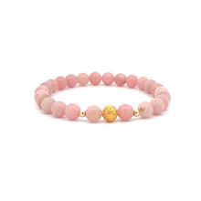 Load image into Gallery viewer, 18K Gold Money Ball Lucky Charm Beads Bracelet Gemstones Pink Opal 6mm - Rafant