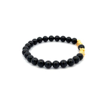 Load image into Gallery viewer, 18K Gold Dragon Pixiu Double Piyao Lucky Charm Bracelet Gemstones Black Tourmaline 6mm - Rafant