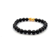 Load image into Gallery viewer, 18K Gold Piyao Pixiu Dragon Lucky Charm Bracelet Gemstones Natural Shungite 6mm - Rafant