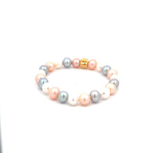 Load image into Gallery viewer, 18K Gold Money Bag Stretch Bracelet Gemstones Natural Freshwater Multicolor Pearl 6.5mm - 7.5mm - Rafant