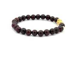 Load image into Gallery viewer, 18K Gold Dragon Pixiu Piyao Lucky Charm Beads Bracelet Gemstones Garnet 6mm - Rafant