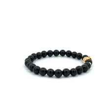Load image into Gallery viewer, 18K Gold Money Bag Lucky Charm Beads Bracelet Gemstones Onyx 6mm - Rafant