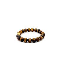 Load image into Gallery viewer, 18K Gold Money Bag Lucky Charm Bracelet Tiger's Eye Carved Gemstones 8mm - Rafant