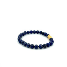 Load image into Gallery viewer, 18K Gold Dragon Pixiu Piyao Lucky Charm Bracelet Gemstones Lapis Lazuli 6mm - Rafant