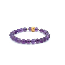 Load image into Gallery viewer, 18K Gold Money Bag Lucky Charm Beads Bracelet Gemstones Amethyst 6mm - Rafant