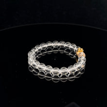 Load image into Gallery viewer, 18K Gold Money Bag Lucky Charm Bracelet Clear Quartz Gemstones 6mm - Rafant