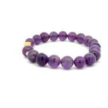 Load image into Gallery viewer, 18K Gold Dragon Pixiu Piyao Lucky Charm Beads Bracelet Gemstones Amethyst 8mm - Rafant
