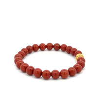 Load image into Gallery viewer, 18K Gold Money Ball Lucky Bracelet Gemstones Red Jasper 6mm - Rafant