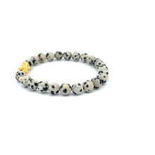 Load image into Gallery viewer, 18K Gold Dragon Pixiu Piyao Lucky Bracelet Beads Gemstone Dalmatian Jasper 6mm - Rafant
