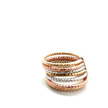 Load image into Gallery viewer, 18K Gold Ring Tricolor Seven Day Ring Size 4.75 - Rafant