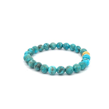 Load image into Gallery viewer, 18K Gold Money Ball Lucky Charm Beads Bracelet Gemstones Turquoise 6mm - Rafant