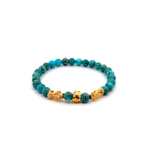 Load image into Gallery viewer, 18K Gold Dragon Pixiu Double Piyao Money Bag Charm Bracelet Birthstones Gemstones 6mm - Rafant