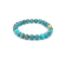 Load image into Gallery viewer, 18K Gold Money Ball Lucky Bracelet Gemstones Turquoise 6mm - Rafant