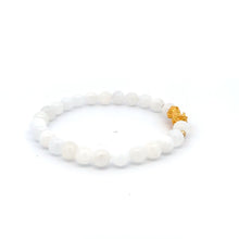Load image into Gallery viewer, 18K Gold Dragon Pixiu Piyao Lucky Charm Beads Bracelet Gemstones White Jade 6mm - Rafant