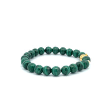 Load image into Gallery viewer, 18K Gold Money Bag Lucky Charm Beads Bracelet Gemstones Malachite 7mm - Rafant