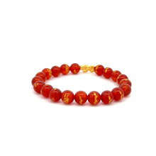 Load image into Gallery viewer, 18K Gold Dragon Pixiu Piyao Lucky Charm Bracelet Gemstones Red Agate Dragon 8mm - Rafant