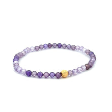 Load image into Gallery viewer, 18K Gold Bead Stretchable Bracelet Purple Faceted Zircon Gemstones - Rafant