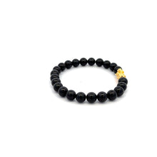 Load image into Gallery viewer, 18K Gold Piyao Pixiu Dragon Lucky Charm Bracelet Gemstones Natural Black Tourmaline 6mm - Rafant