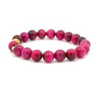 Load image into Gallery viewer, 18K Gold Money Ball Lucky Charm Beads Bracelet Gemstones Pink Tiger's Eye 8mm - Rafant