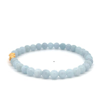 Load image into Gallery viewer, 18K Gold Pixiu Piyao Lucky Charm Bracelet Natural Aquamarine Gemstones 6mm Size 7.5 in - Rafant