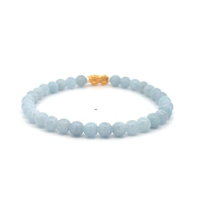 Load image into Gallery viewer, 18K Gold Pixiu Piyao Lucky Charm Bracelet Natural Aquamarine Gemstones 6mm Size 7.5 in - Rafant