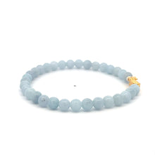 Load image into Gallery viewer, 18K Gold Pixiu Piyao Lucky Charm Bracelet Natural Aquamarine Gemstones 6mm Size 7.5 in - Rafant