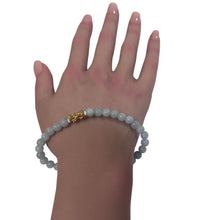 Load image into Gallery viewer, 18K Gold Pixiu Piyao Lucky Charm Bracelet Natural Aquamarine Gemstones 6mm Size 7.5 in - Rafant