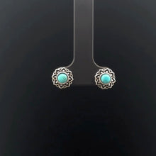 Load image into Gallery viewer, 925 Sterling Silver Stud Earrings Genuine Turquoise Oxidized