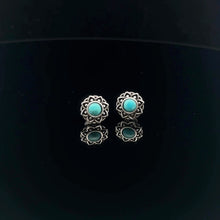Load image into Gallery viewer, 925 Sterling Silver Stud Earrings Genuine Turquoise Oxidized