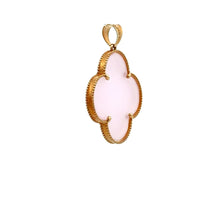 Load image into Gallery viewer, 18K Gold Pendant Clover Rose Quartz Large