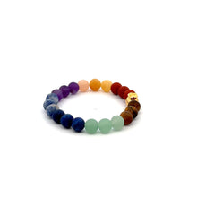 Load image into Gallery viewer, 18K Gold Money Bag Lucky Charm Bracelet Gemstones Natural Matte Chakra 6mm - Rafant