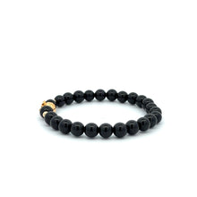 Load image into Gallery viewer, 18K Gold Money Bag Lucky Charm Beads Bracelet Gemstones Onyx 6mm - Rafant