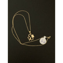 Load image into Gallery viewer, 18K Gold Necklace Rolo Chain 16 inches Four Clover Pendant - Rafant