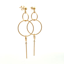 Load image into Gallery viewer, 18K Gold Earrings Dangle Drop Circles 2.50 grams - Rafant