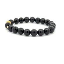 Load image into Gallery viewer, 18K Gold Money Ball Lucky Charm Beads Bracelet Gemstones Obsidian 8mm - Rafant