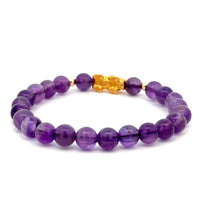 Load image into Gallery viewer, 18K Gold Dragon Pixiu Piyao Lucky Charm Beads Bracelet Gemstones Amethyst 6mm - Rafant