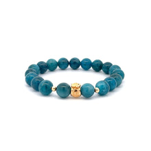Load image into Gallery viewer, 18K Gold Money Bag Lucky Charm Beads Bracelet Gemstones Apatite 8mm - Rafant