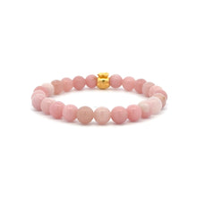 Load image into Gallery viewer, 18K Gold Money Bag Lucky Charm Bracelet Gemstones Natural Pink Opal 6mm - Rafant