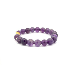 Load image into Gallery viewer, 18K Gold Dragon Pixiu Piyao Lucky Charm Beads Bracelet Gemstones Amethyst 8mm - Rafant