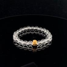 Load image into Gallery viewer, 18K Gold Money Bag Lucky Charm Bracelet Clear Quartz Gemstones 6mm - Rafant
