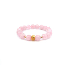 Load image into Gallery viewer, 18K Gold Money Bag Lucky Charm Beads Bracelet Gemstones Rose Quartz 8mm - Rafant