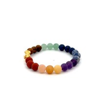 Load image into Gallery viewer, 18K Gold Piyao Pixiu Dragon Lucky Charm Bracelet Gemstones Matte Chakra 6mm - Rafant