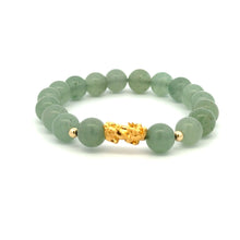 Load image into Gallery viewer, 18K Gold Dragon Pixiu Piyao Lucky Charm Beads Bracelet Gemstones Aventurine 8mm - Rafant